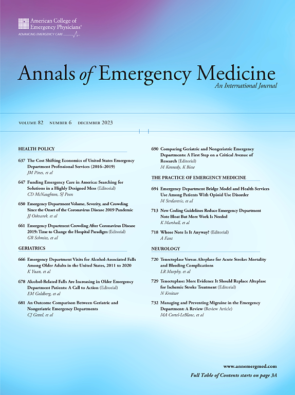 Go to journal home page - Annals of Emergency Medicine